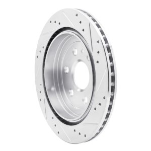 Cadillac SRX Brake Rotor (1) - Rear Left - R1 Concepts - Drilled & Slotted - Silver - `10-`16